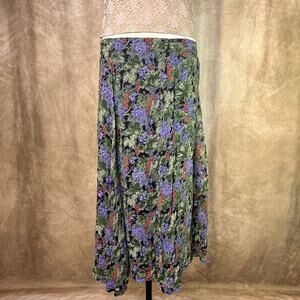 Vintage Boho Fairy Skirt 90s Berry Grape Print Floral Fruit Multicolor Mesh Y2K